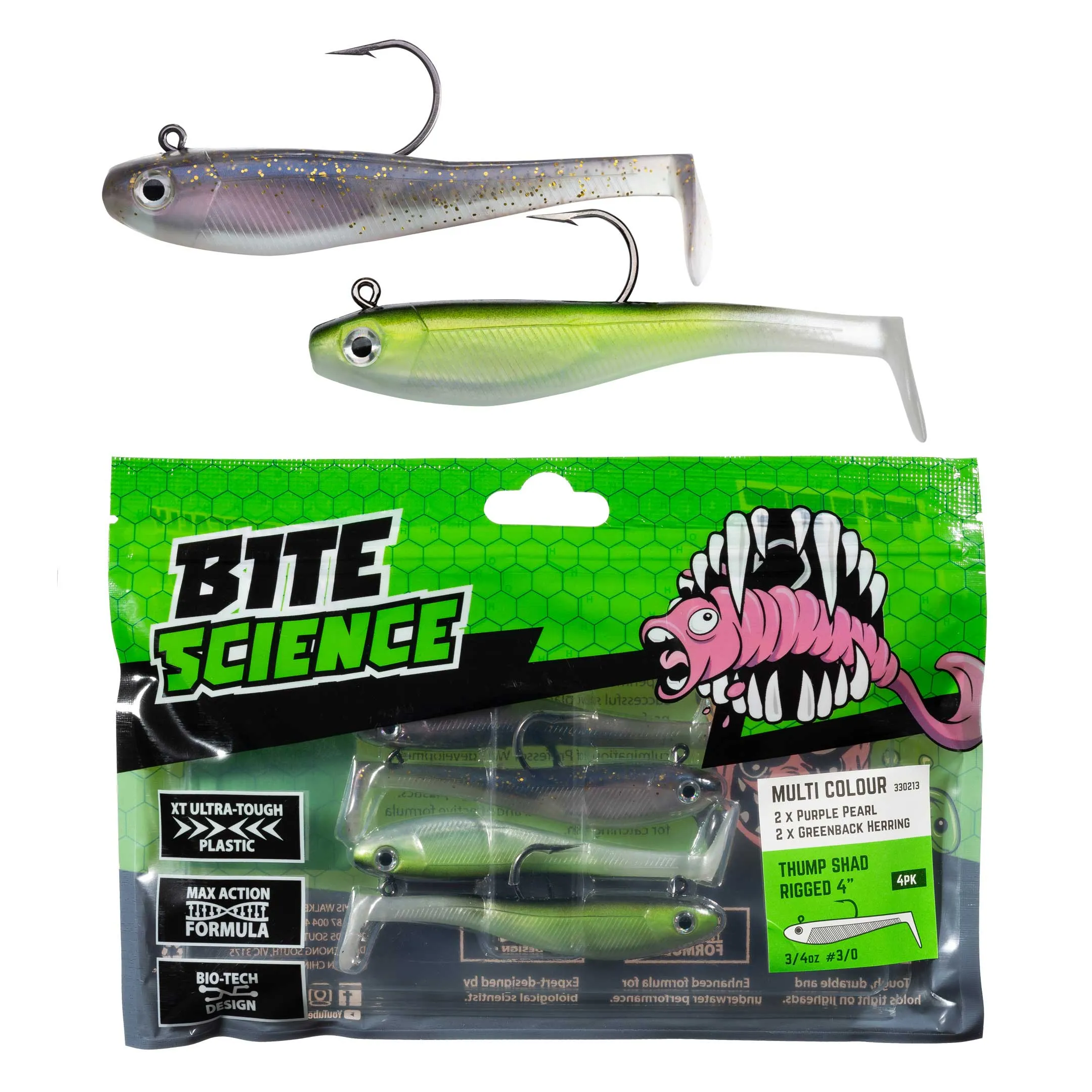 Bite Science Thump Shad Soft Plastics Multi-Colour Packs - NEW