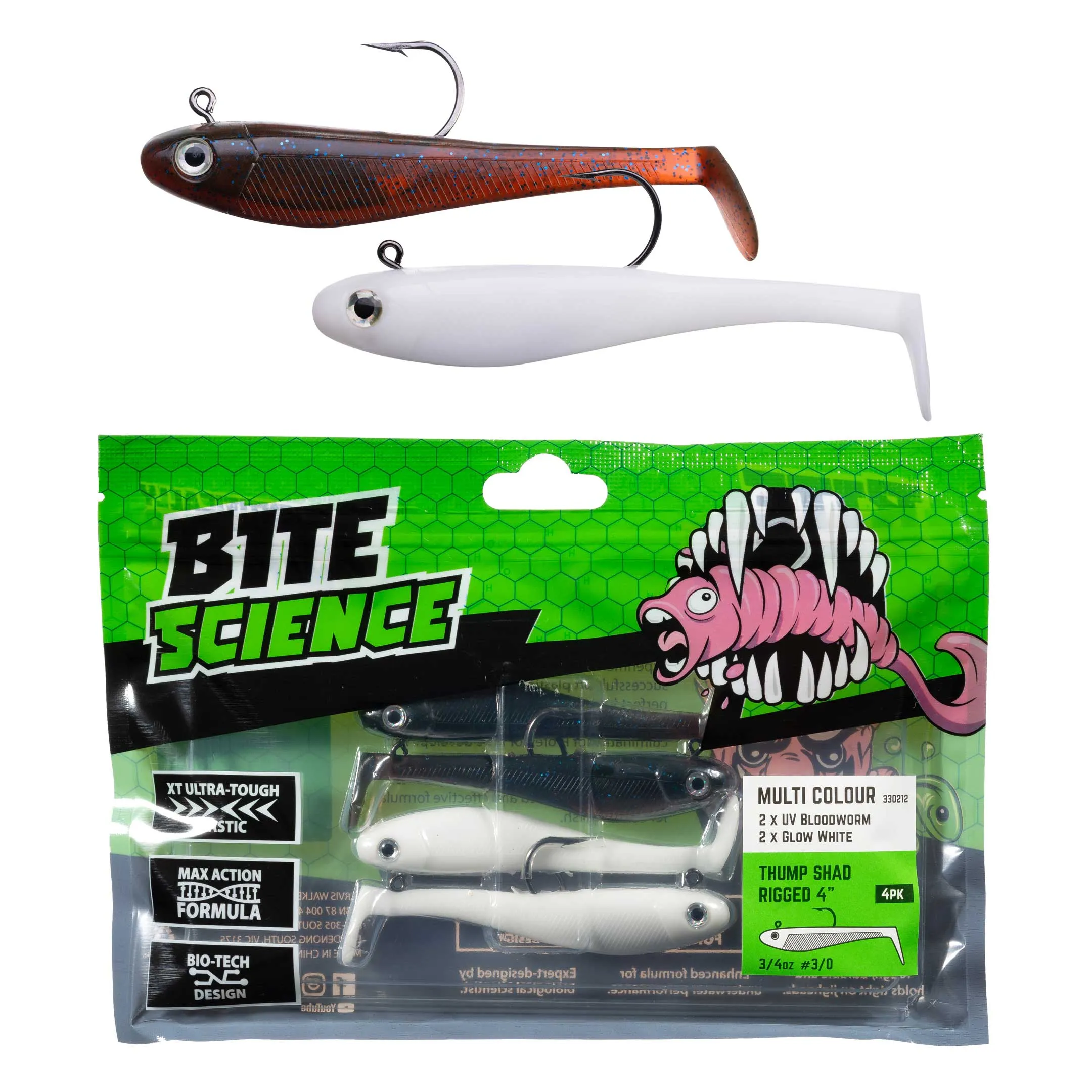 Bite Science Thump Shad Soft Plastics Multi-Colour Packs - NEW