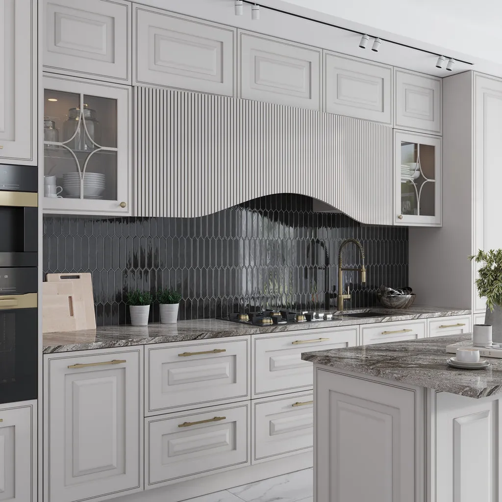 Black 2x10 Glossy Picket Ceramic Tile (23 pack, 2.37 sq ft/case)
