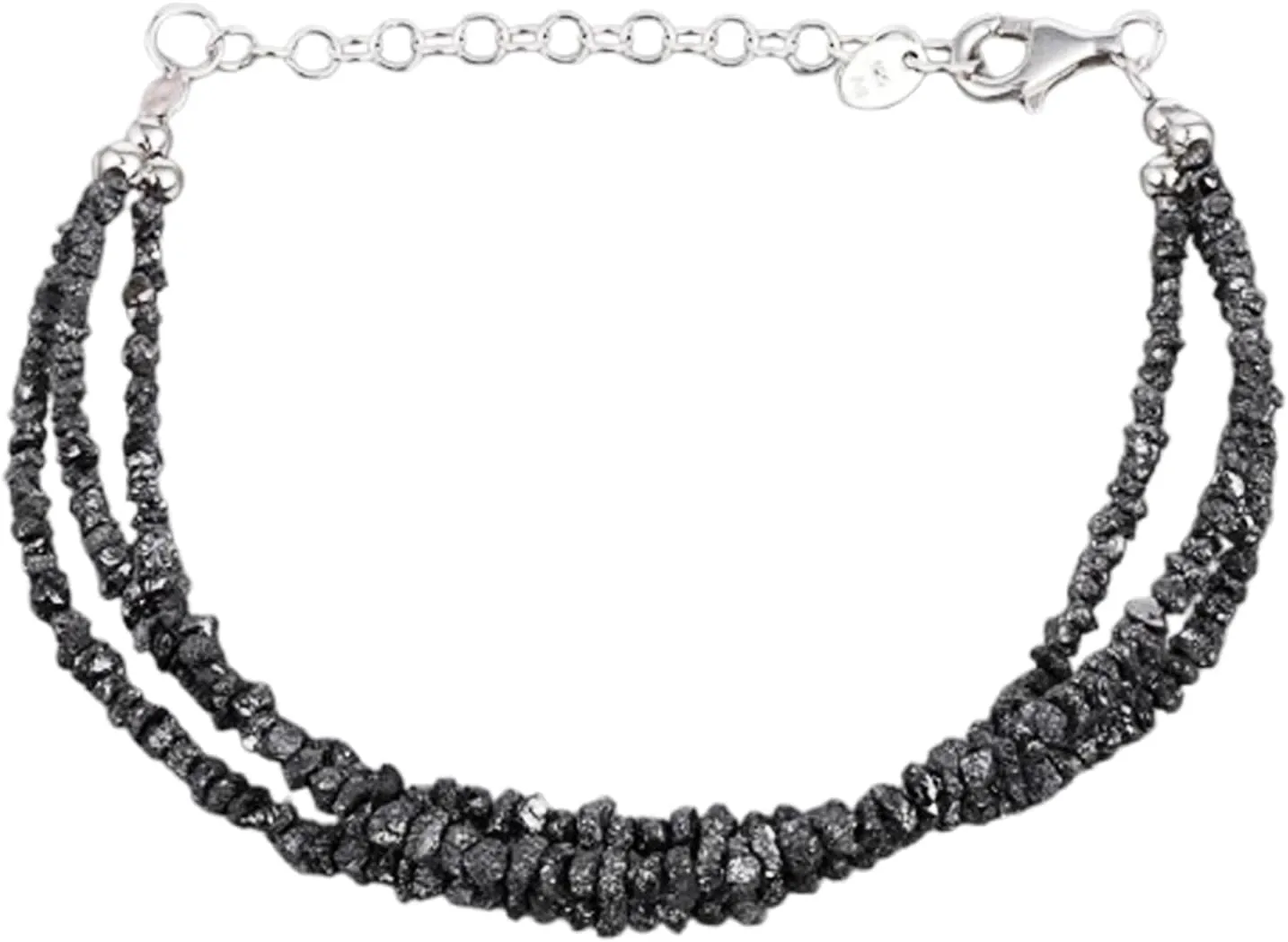 Black Diamond Bracelet for Men & Women – 2-3.5mm Nugget Chips Rough Black Beads – 7 inch adjustable with Silver Plated Clasp – Healing, Fashion, Gift, Spiritual, Yoga|LCBT_HS_00953