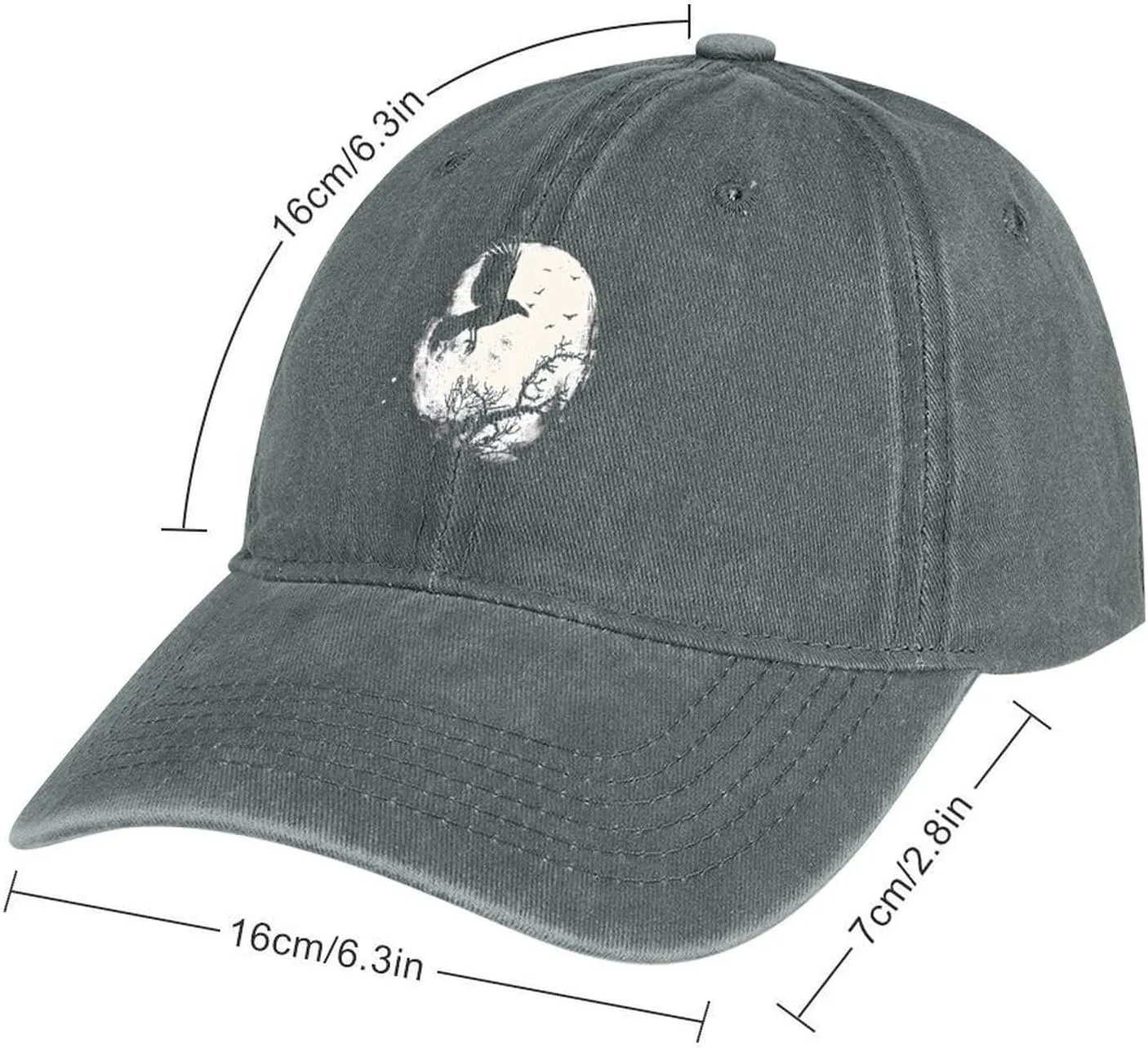 Black Raven Crow Bird Under The Moon Casual Adult Baseball Cap Adjustable Denim Hats Retro Trucker Curved Caps