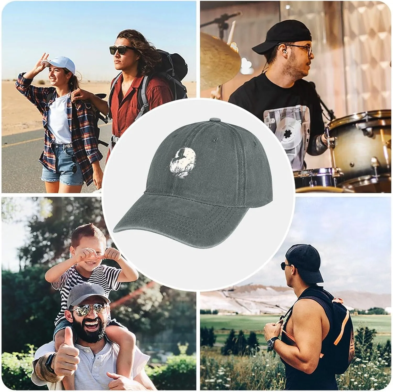 Black Raven Crow Bird Under The Moon Casual Adult Baseball Cap Adjustable Denim Hats Retro Trucker Curved Caps
