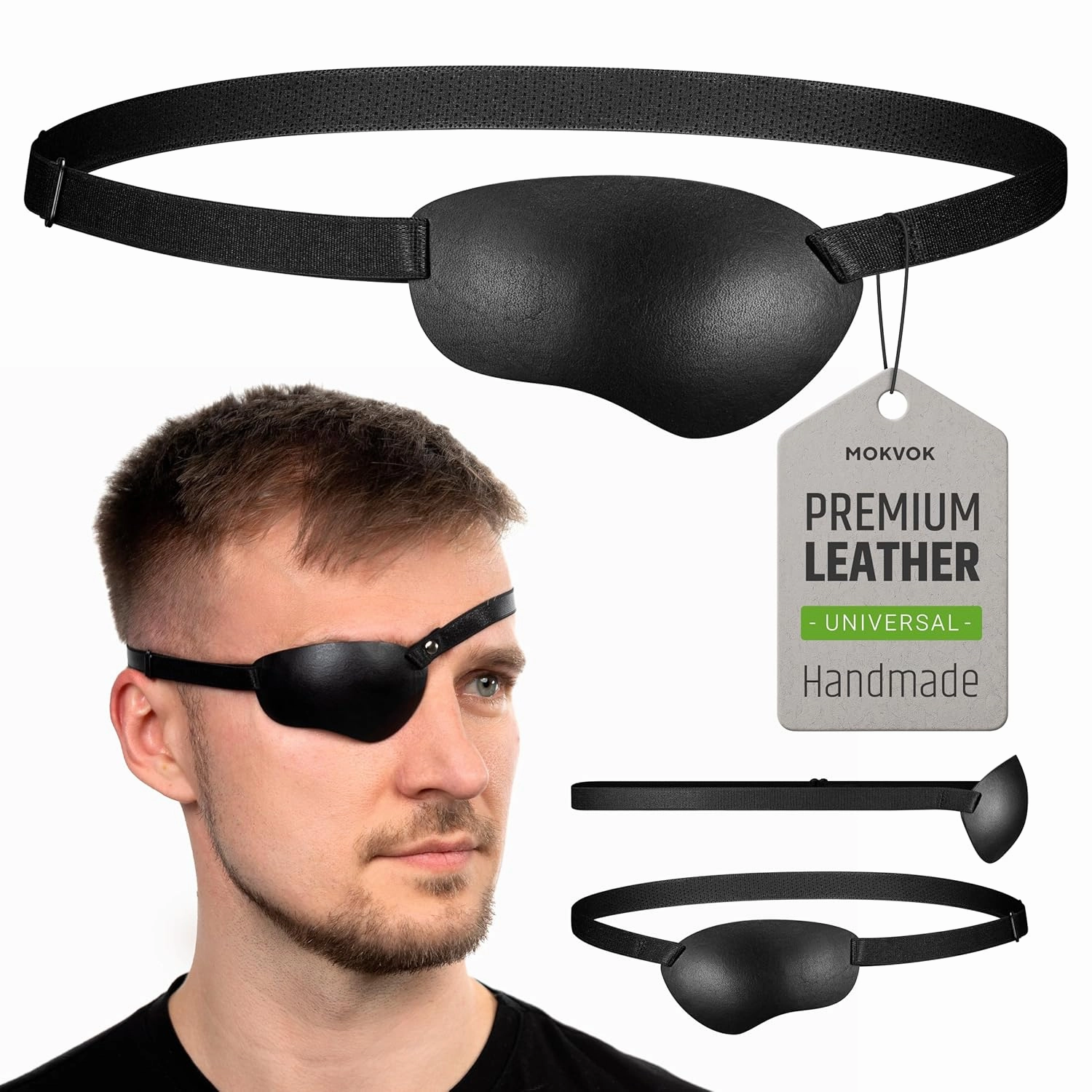 Black Leather Eye Patch, Eye Patch, Man Eye Patch, Woman Eye Patch, Slim Eye Patch, Eye patch (For Right Eye)