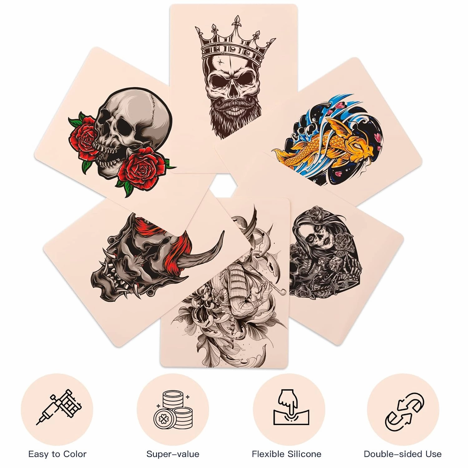 Blank Tattoo Practice, 20pcs Double Sided 8x6" Tattooing Skins for Microblading, Eyebrow Practice, Tattoo Supplies, Kit for Beginners & Experienced Artists