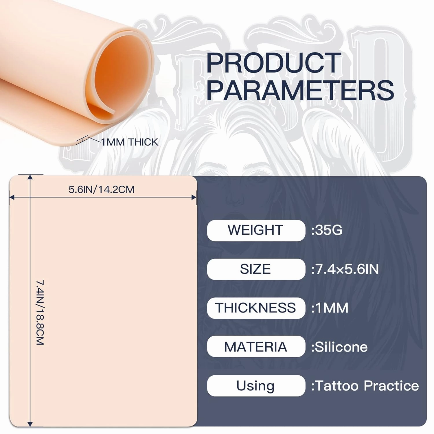 Blank Tattoo Practice, 20pcs Double Sided 8x6" Tattooing Skins for Microblading, Eyebrow Practice, Tattoo Supplies, Kit for Beginners & Experienced Artists
