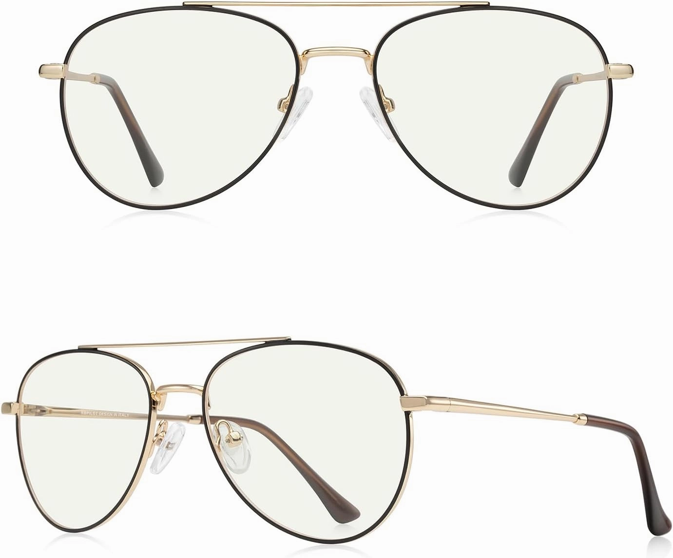 Blue Light Aviator Reading Glasses for men Women Metal Frame Spring Temple Computer Glasses
