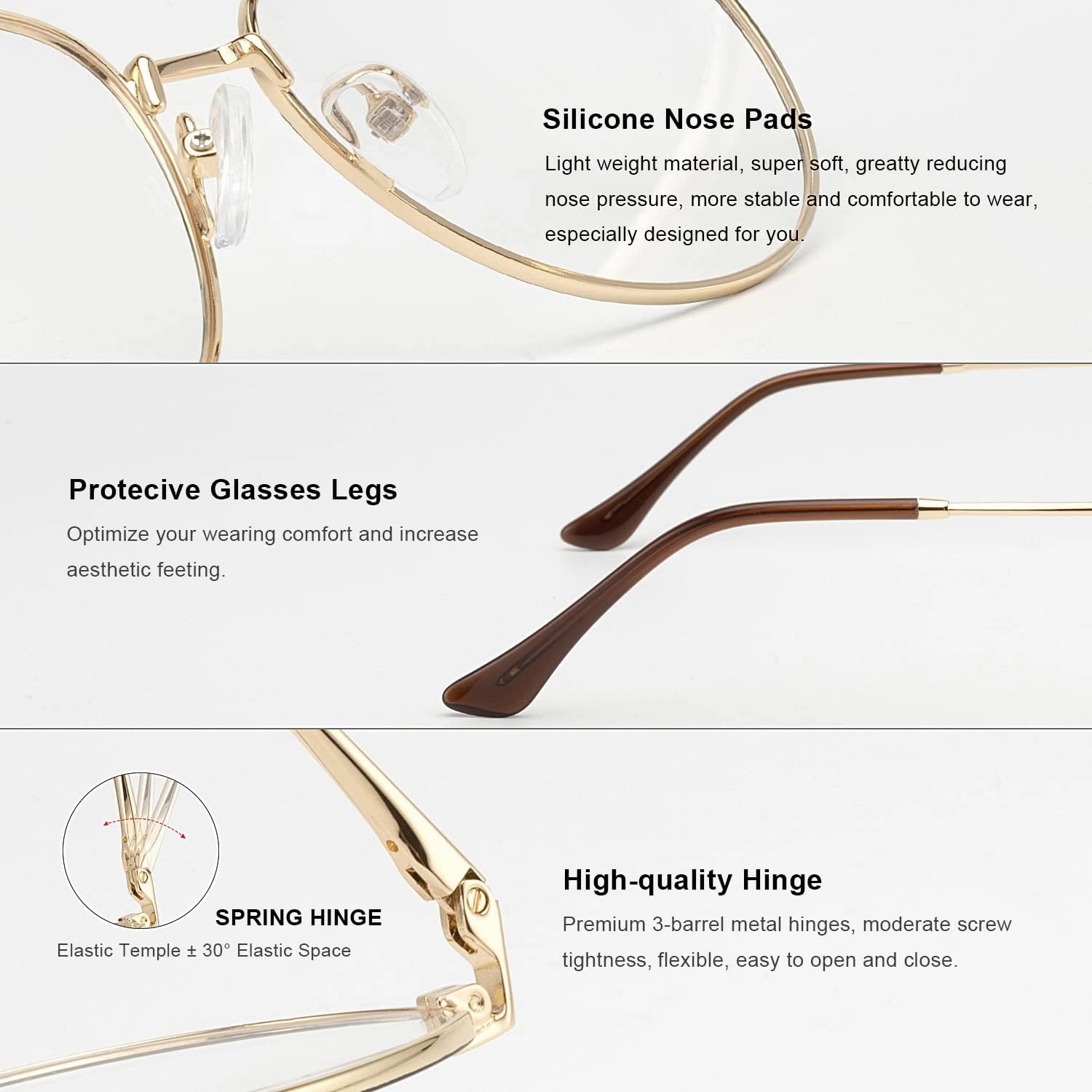 Blue Light Aviator Reading Glasses for men Women Metal Frame Spring Temple Computer Glasses
