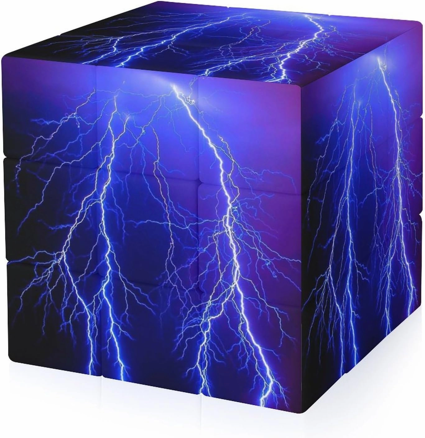 Blue Thunder Storm Funny 3x3x3 Cube Smooth Lightweight Puzzle for Adult Graphic Printing Travel
