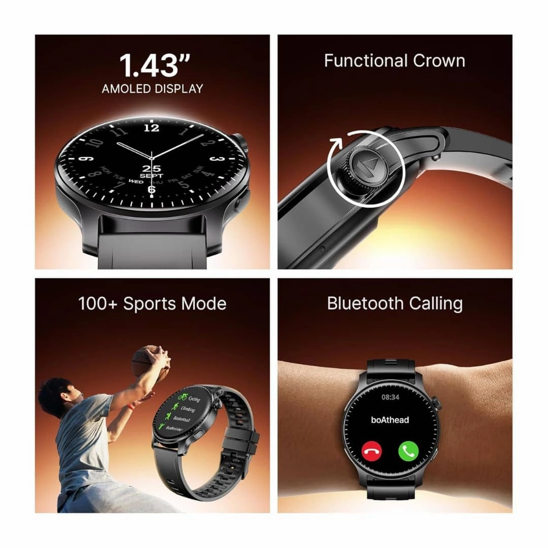 boAt New Launch Ultima Prime smartwatch with 1.43” AMOLED