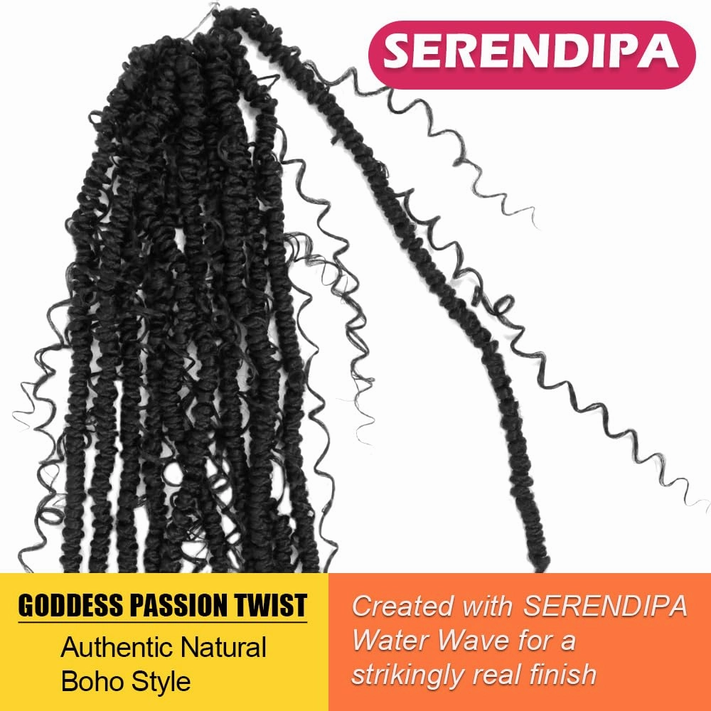 Boho Twist Crochet Hair 12" - Synthetic Hair Extensions Pre-Looped Passion Twist with Curly Ends for Women & Girls, Soft Locs Braids (8 Packs, 1#)