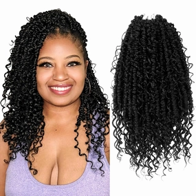 Boho Twist Crochet Hair 12" - Synthetic Hair Extensions Pre-Looped Passion Twist with Curly Ends for Women & Girls, Soft Locs Braids (8 Packs, 1#)