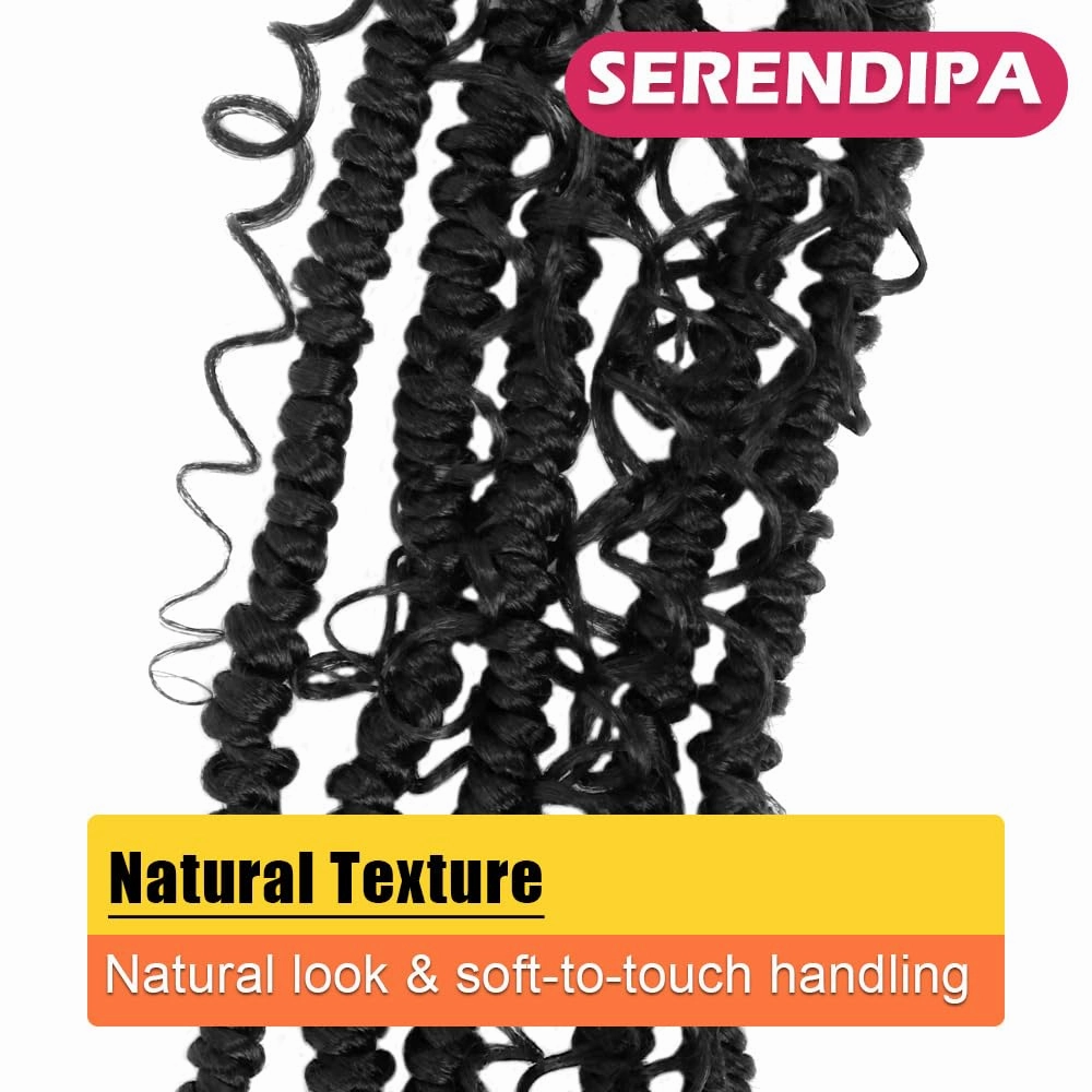 Boho Twist Crochet Hair 12" - Synthetic Hair Extensions Pre-Looped Passion Twist with Curly Ends for Women & Girls, Soft Locs Braids (8 Packs, 1#)
