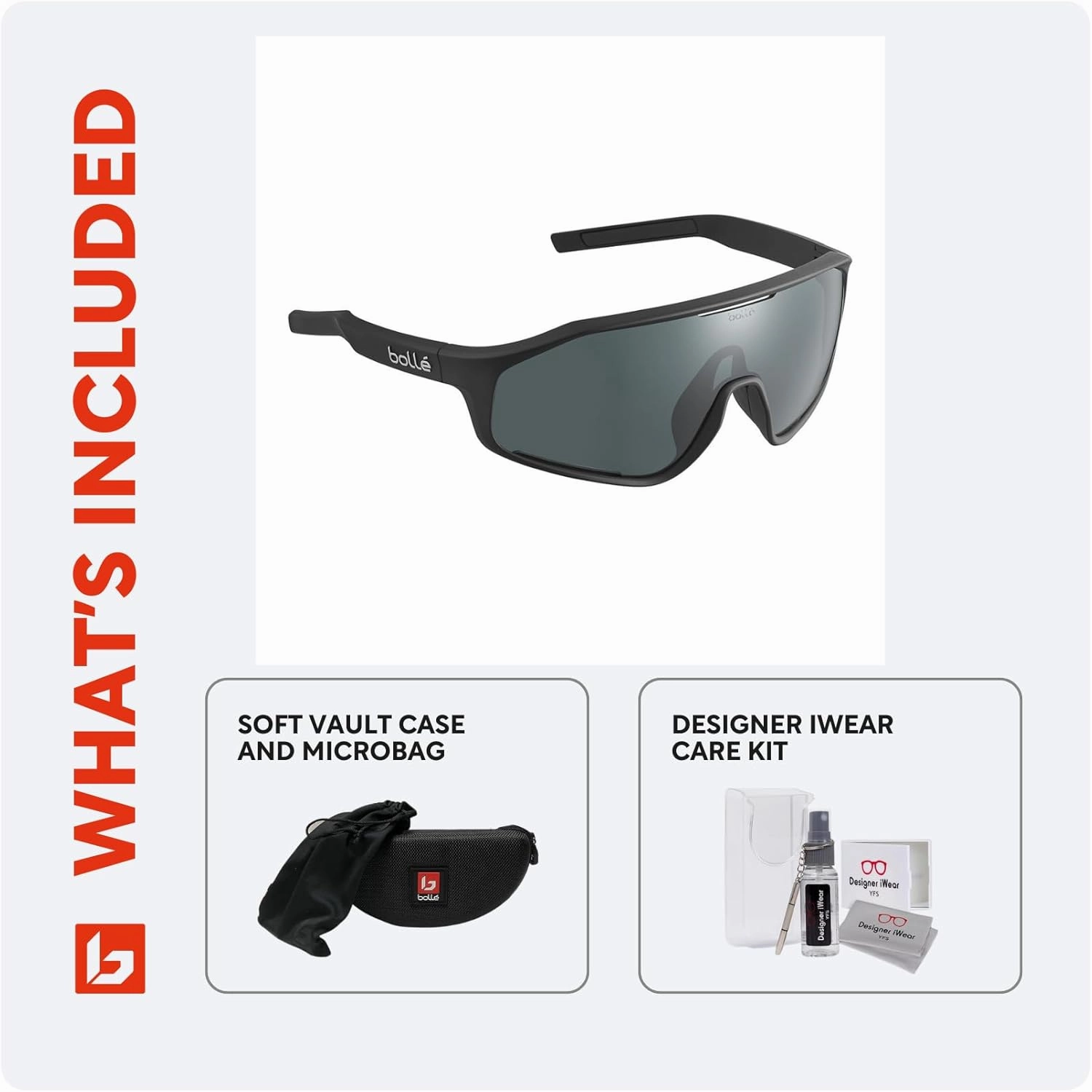 Bolle Shifter 55MM Shield Wrap Around Sunglasses for Men for Women   BUNDLE With Designer iWear Complimentary Eyewear Kit