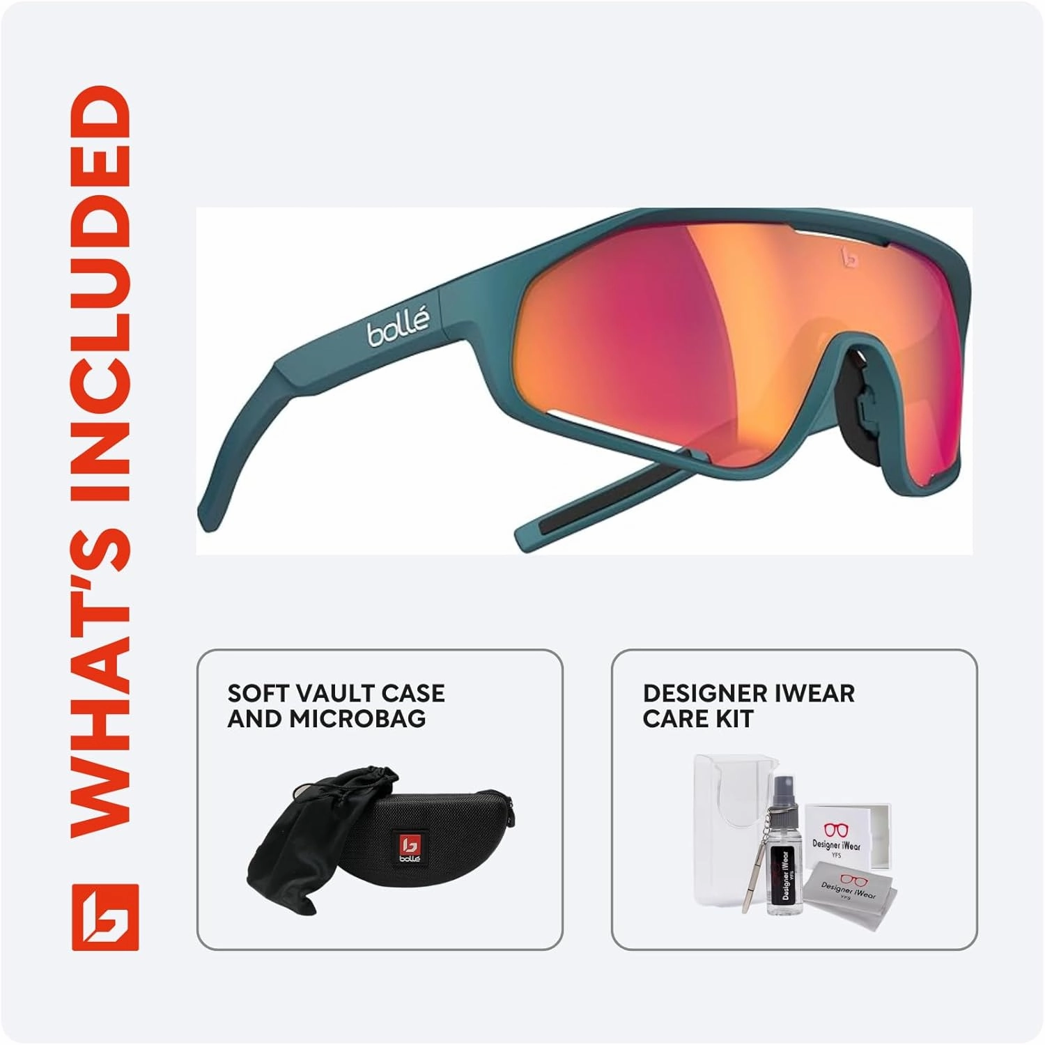 Bolle Shifter 55MM Shield Wrap Around Sunglasses for Men for Women   BUNDLE With Designer iWear Complimentary Eyewear Kit