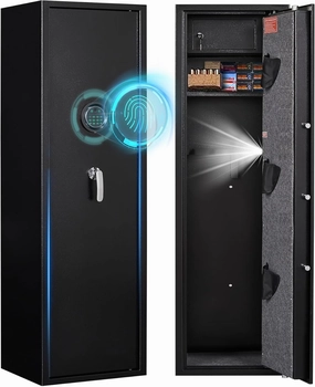 BONANO 4-5 Fingerprint Gun Safe, Long Gun Safes for Home Rifles and Pistols, Gun Cabinets for Rifles and Shotguns, Quick Access Dual Alarm Rifles Safe, Biometric Gun Safe, Stack On Gun Cabinet