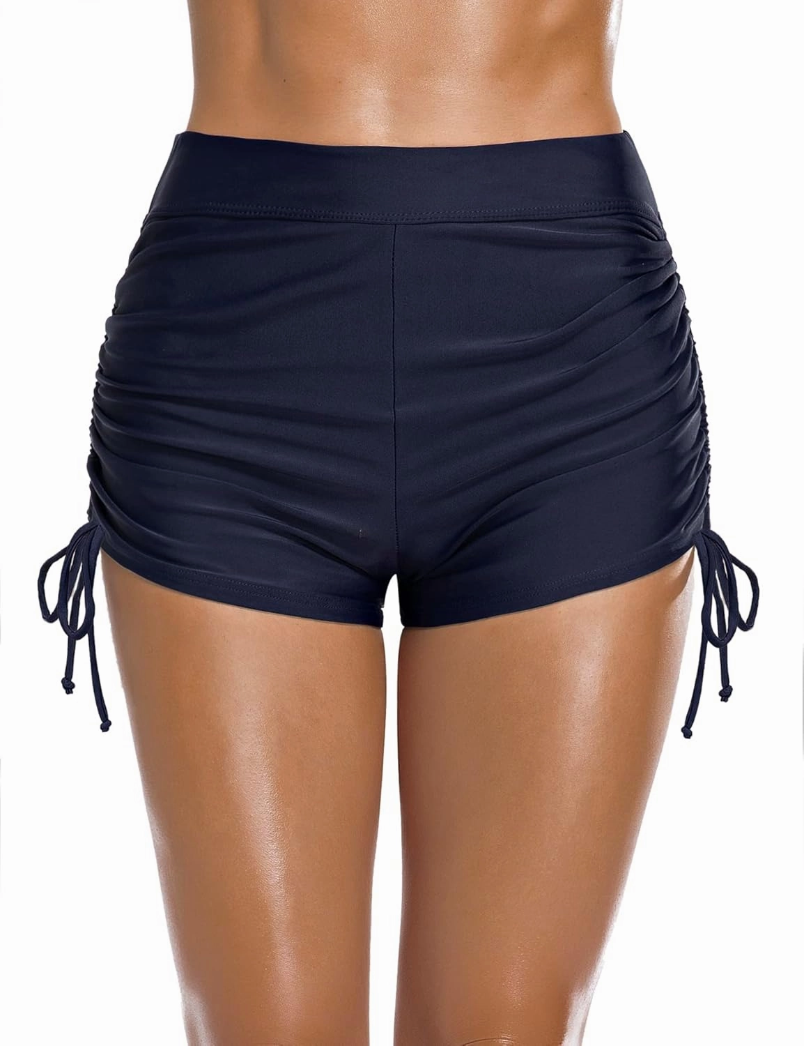 Bonneuitbebe Women's Swim Shorts High Waist Swimsuit Bottoms Adjustable Side Tie Bathing Suit Boyshorts Bikini Board Shorts
