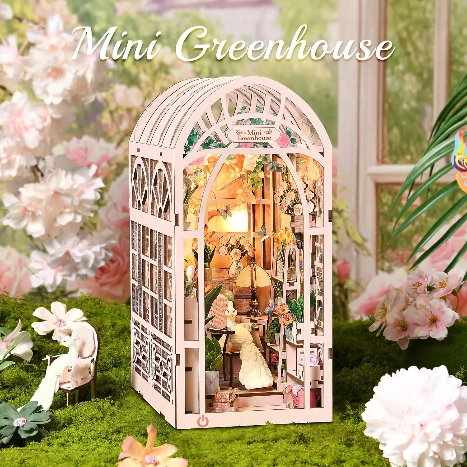 Book Nook Kits for Adults, DIY Book Nook Kit Miniature House Dollhouse Kit, Booknook Bookend Bookshelf Decor Alley Model Build with Dust Cover