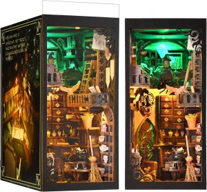 Book Nook Kits for Adults, DIY Book Nook Kit Miniature House Dollhouse Kit, Booknook Bookend Bookshelf Decor Alley Model Build with Dust Cover