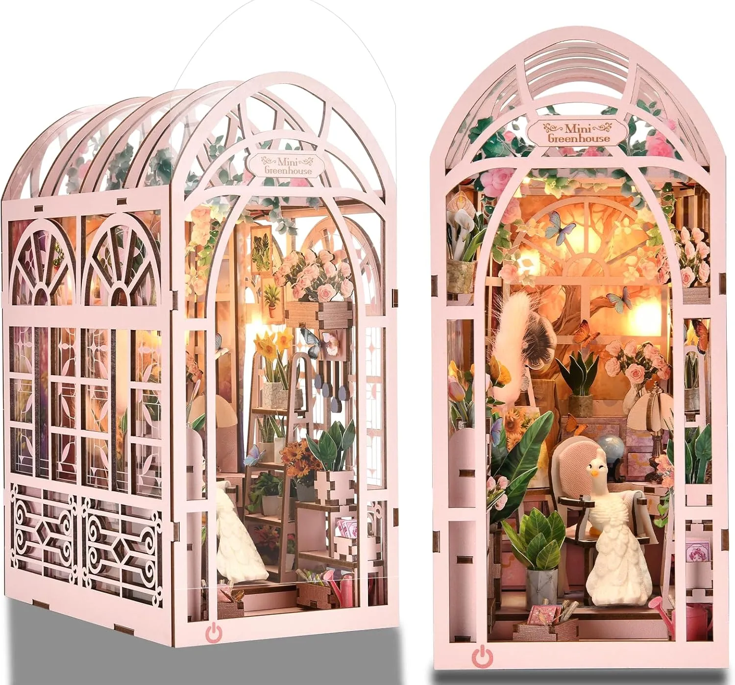 Book Nook Kits for Adults, DIY Book Nook Kit Miniature House Dollhouse Kit, Booknook Bookend Bookshelf Decor Alley Model Build with Dust Cover