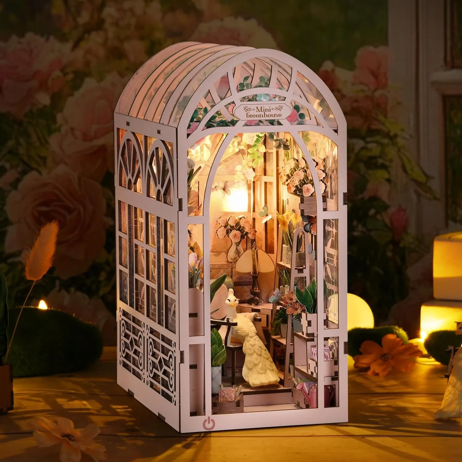 Book Nook Kits for Adults, DIY Book Nook Kit Miniature House Dollhouse Kit, Booknook Bookend Bookshelf Decor Alley Model Build with Dust Cover
