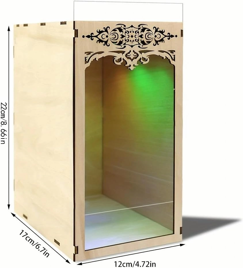 Book Nook Kit, Blank Booknook Wooden Diorama, Simple Single Bookend Dollhouse, DIY 3D Puzzle Model, Miniature House Kit with LED Light and Dust Cover