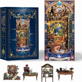 Book Nook Kit DIY Miniature House Kit for Adults, Teens and Beginners, Dollhouse Booknook Fantasy Book Nooks Bookshelf Decor 3D Wooden Puzzle, Gifts for Family, Friends--Fantasy Store (SQ-25)