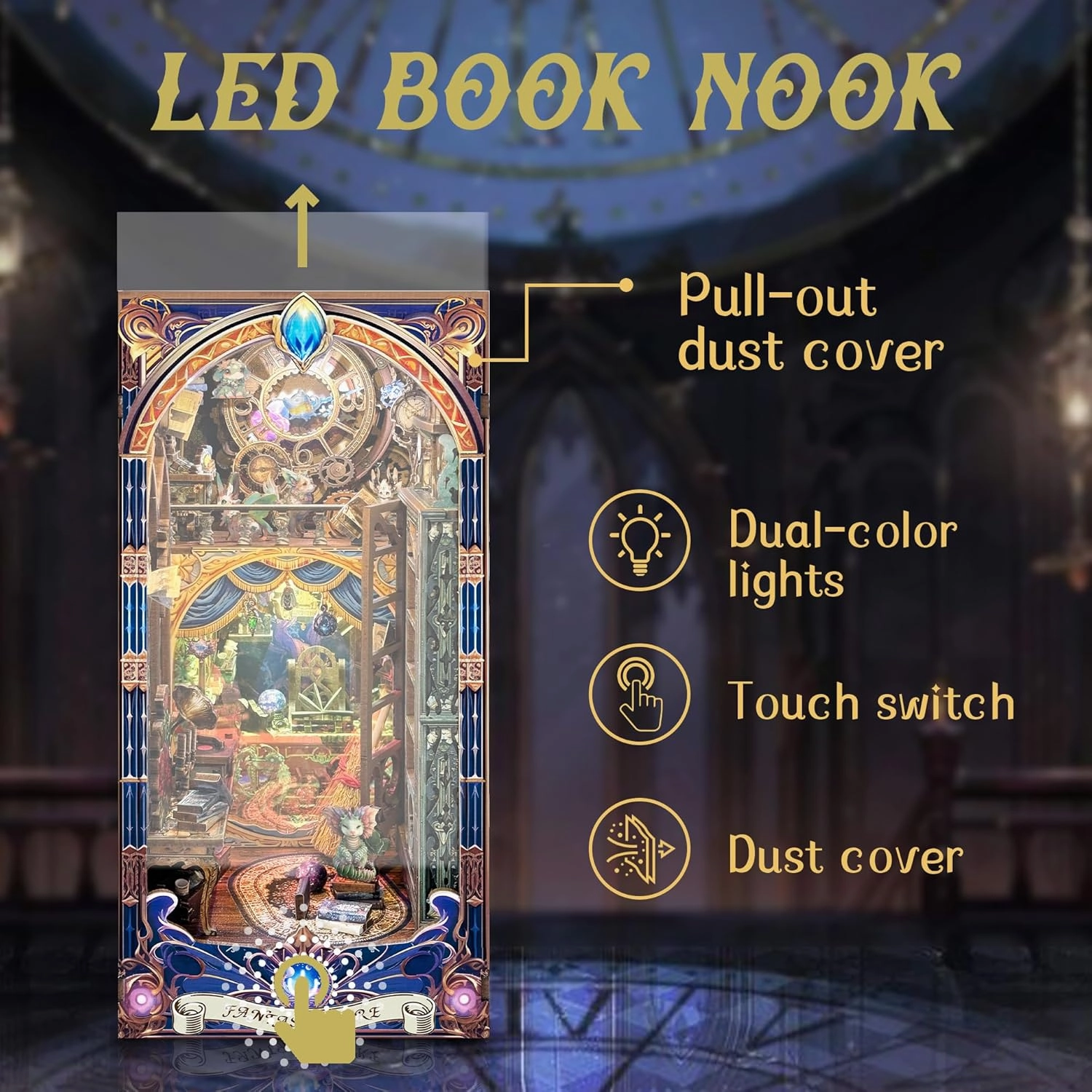 Book Nook Kit DIY Miniature House Kit for Adults, Teens and Beginners, Dollhouse Booknook Fantasy Book Nooks Bookshelf Decor 3D Wooden Puzzle, Gifts for Family, Friends--Fantasy Store (SQ-25)