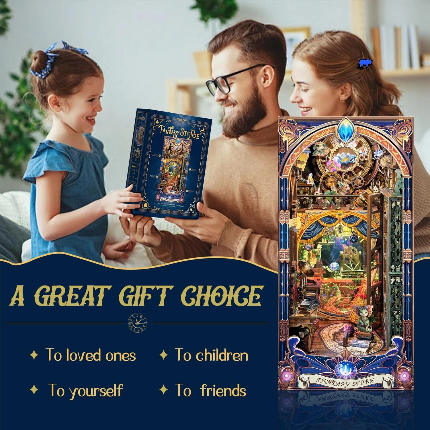 Book Nook Kit DIY Miniature House Kit for Adults, Teens and Beginners, Dollhouse Booknook Fantasy Book Nooks Bookshelf Decor 3D Wooden Puzzle, Gifts for Family, Friends--Fantasy Store (SQ-25)