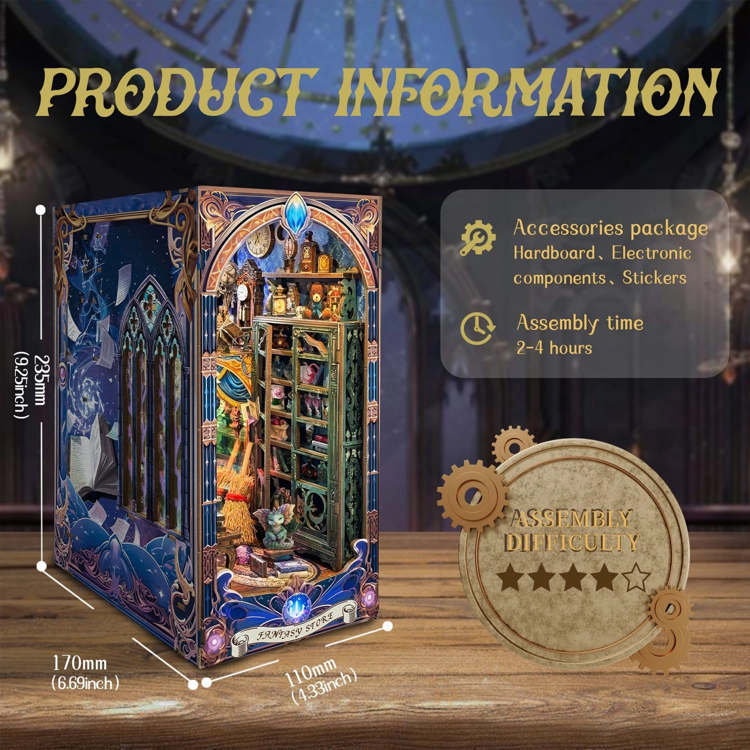 Book Nook Kit DIY Miniature House Kit for Adults, Teens and Beginners, Dollhouse Booknook Fantasy Book Nooks Bookshelf Decor 3D Wooden Puzzle, Gifts for Family, Friends--Fantasy Store (SQ-25)