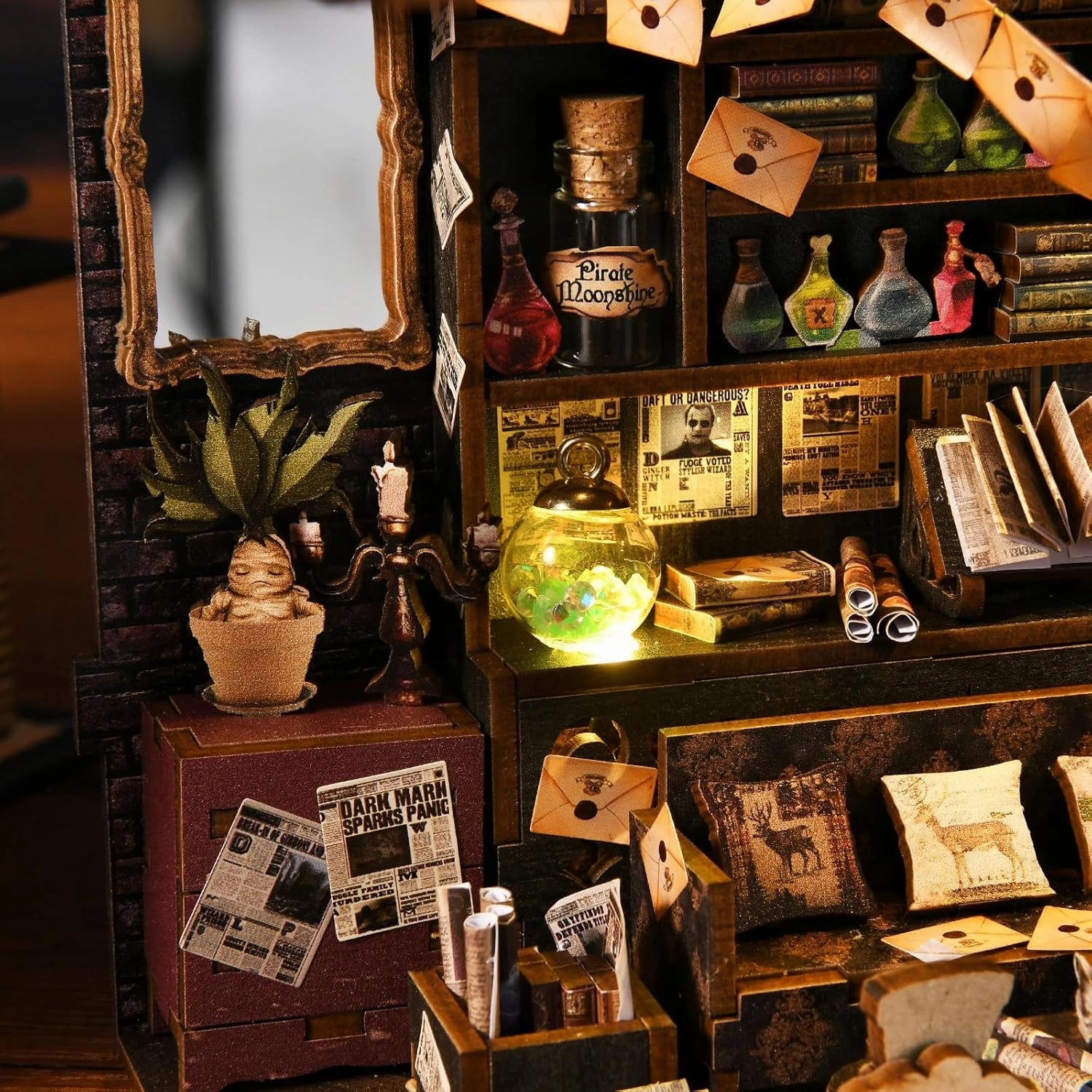 Book Nook Kit for Adults, DIY Miniature House Dollhouse, Booknook Bookend Bookshelf Decor Alley Model Build With Dust Cover
