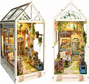 Book Nook with LED Light - 3D Puzzles for Adults, DIY Miniature House Kit, Exquisite Bookshelf Decor, Book Shelf Decor, Perfect, Dollhouse Book Nooks - Sylvia Garden