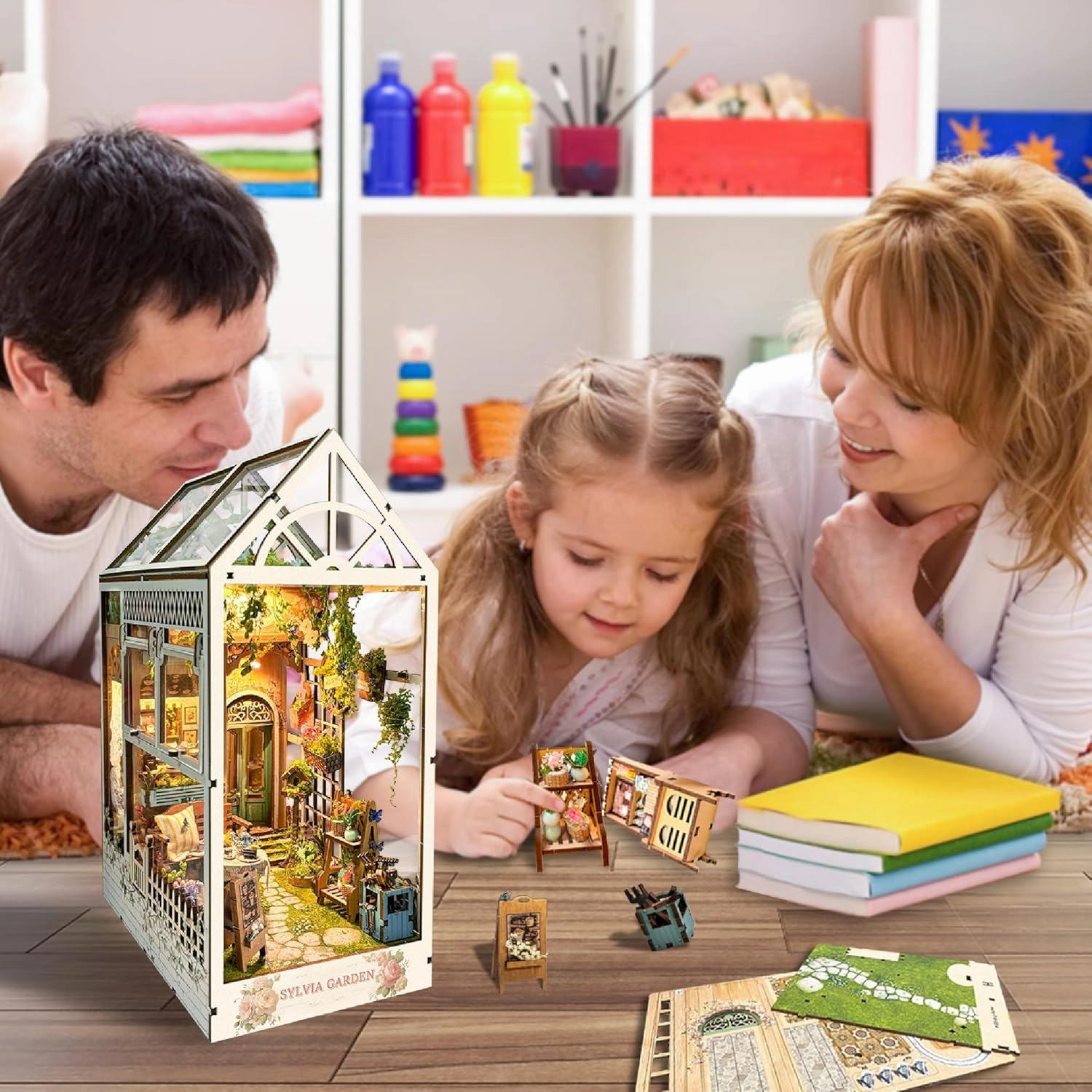 Book Nook with LED Light - 3D Puzzles for Adults, DIY Miniature House Kit, Exquisite Bookshelf Decor, Book Shelf Decor, Perfect, Dollhouse Book Nooks - Sylvia Garden