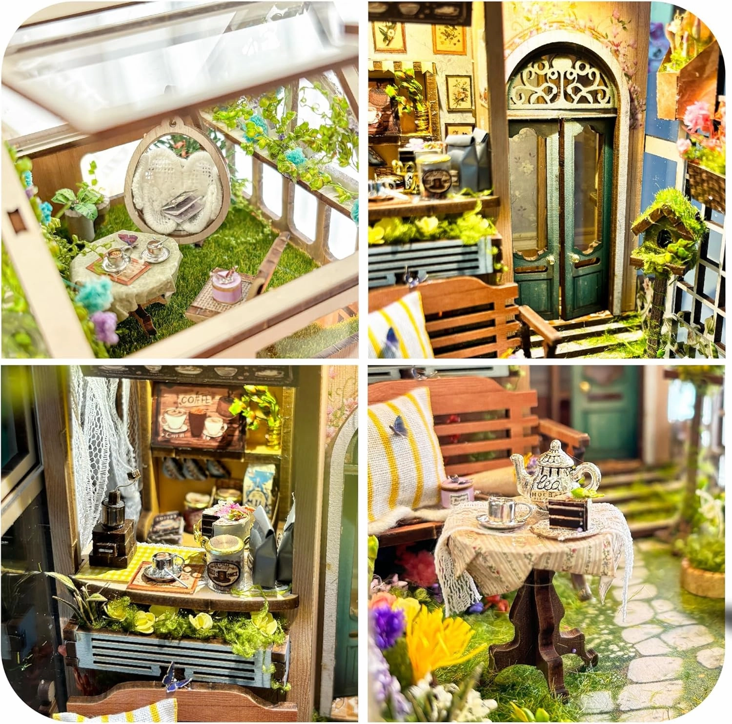 Book Nook with LED Light - 3D Puzzles for Adults, DIY Miniature House Kit, Exquisite Bookshelf Decor, Book Shelf Decor, Perfect, Dollhouse Book Nooks - Sylvia Garden