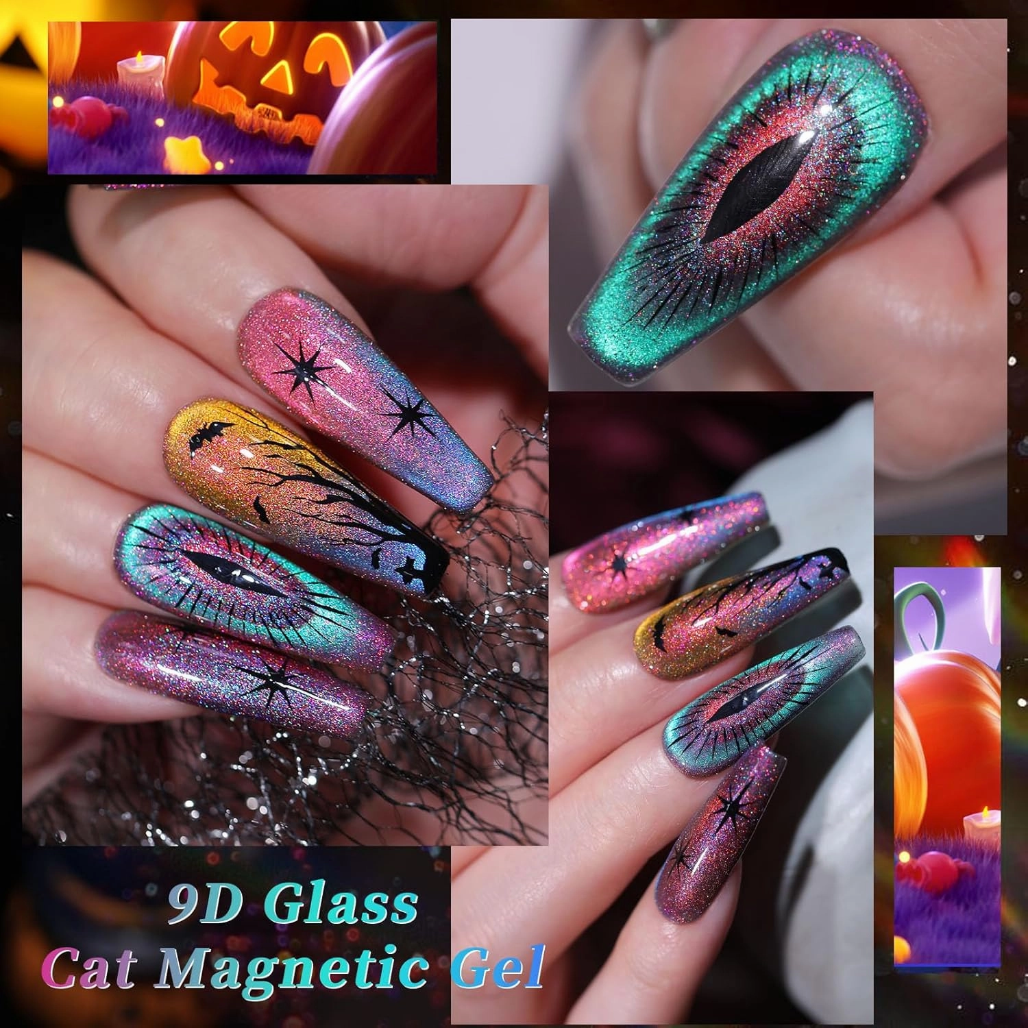 BORN PRETTY Cat Magnetic Gel Nail Polish 9D Chameleon Holorgraphic Cat Magnetic Eye Gel Polish Glitter Gel Polish Set 6PCS