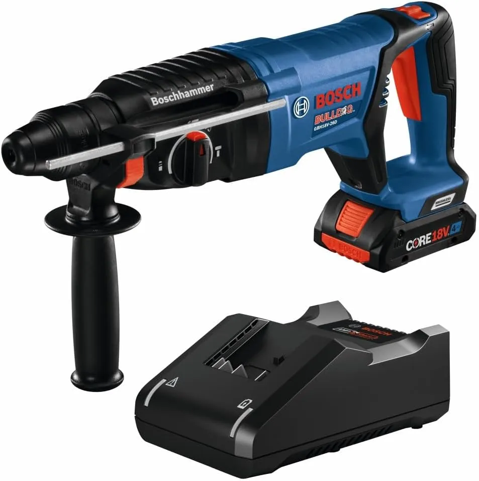 BOSCH GBH18V-26DK15 18V EC Brushless SDS-plus® Bulldog™ 1 In. Rotary Hammer Kit with (1) CORE18V® 4 Ah Advanced Power Battery