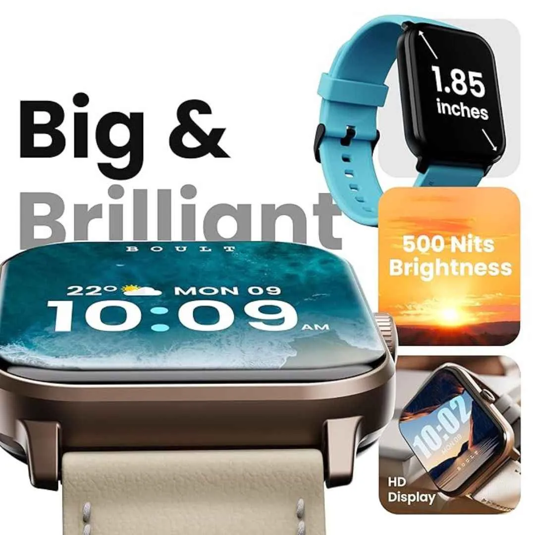 Boult Drift  Smart Watch 1.85''HD Screen, Bluetooth Calling  and AI Voice Assistant (Snow Leather)