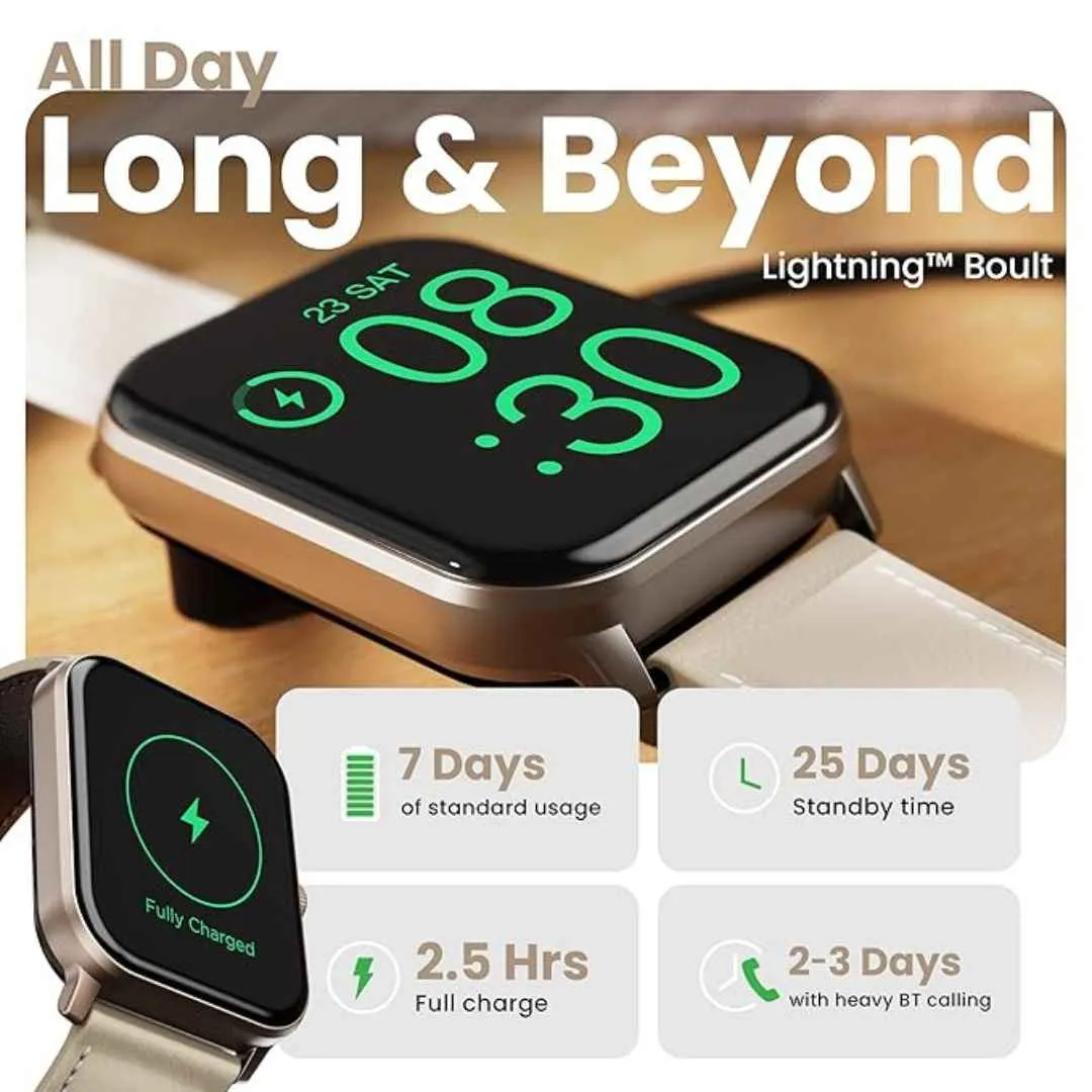 Boult Drift  Smart Watch 1.85''HD Screen, Bluetooth Calling  and AI Voice Assistant (Snow Leather)