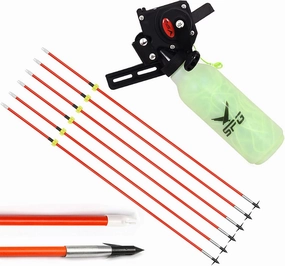 Bow Fishing Reel Kit with Arrows, Bowfishing Tool Accessories, Safety Slides for Compound & Recurve Bows (Orange)