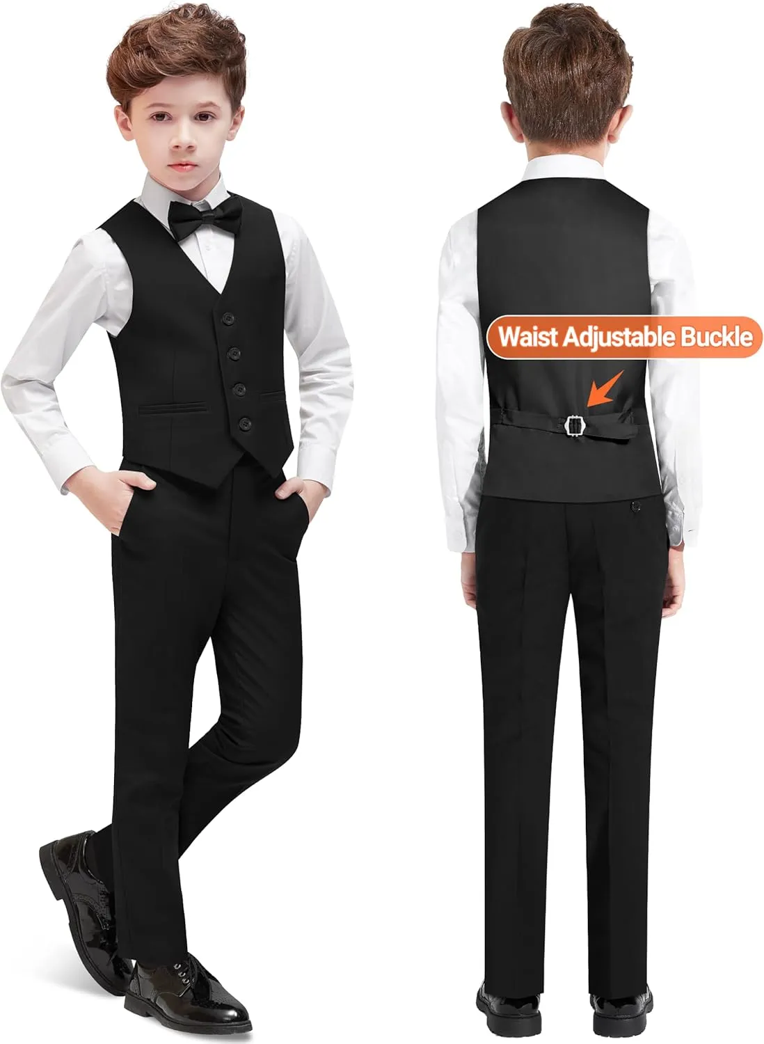 Boys' Formal Dresswear Suits Set, with Suspenders, Adjustable Waist