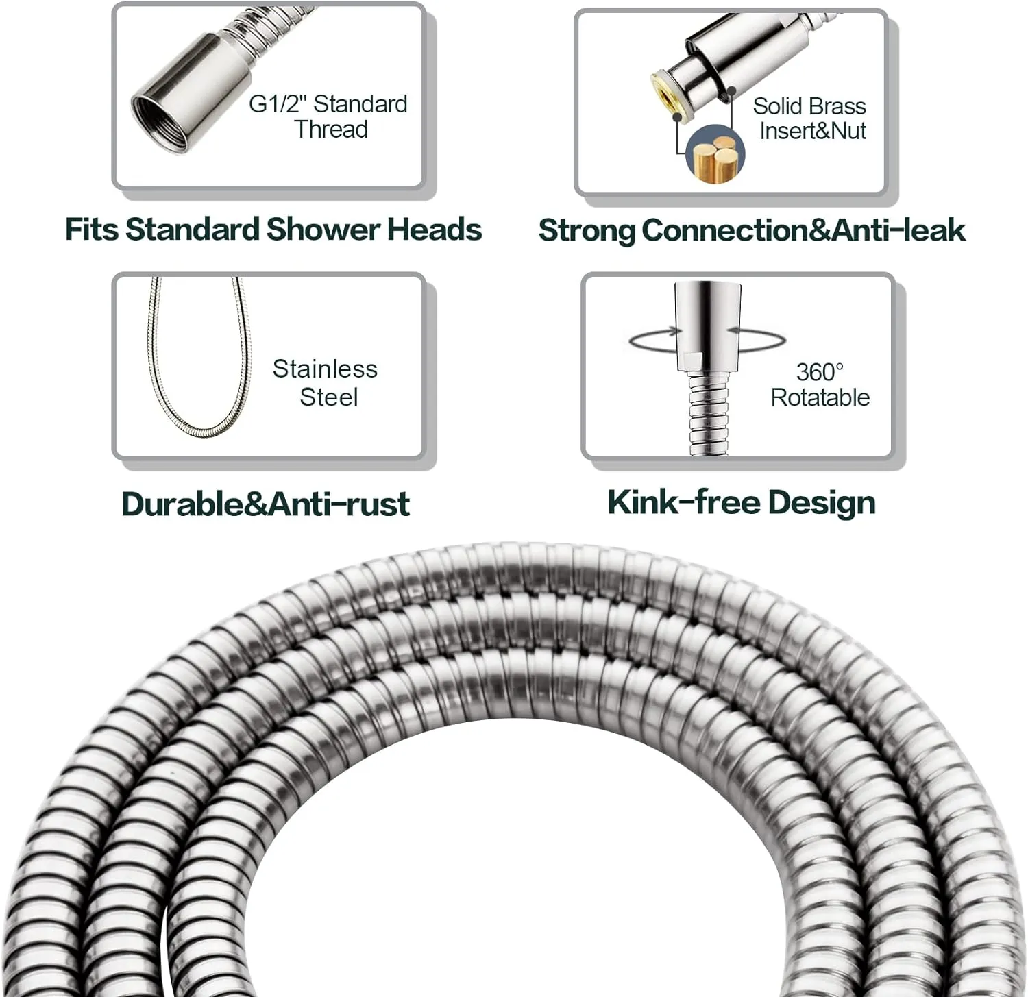 BRIGHT SHOWERS Shower Head Combo with Two Spray Setting , Fixed Shower Head and Handheld with Grey Face, Brushed Nickel