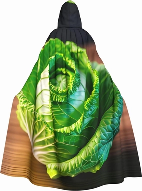 Bright Cabbage Print Breathable Unisex Hooded Cloak For Halloween Carnival Cosplay And Themed Partie