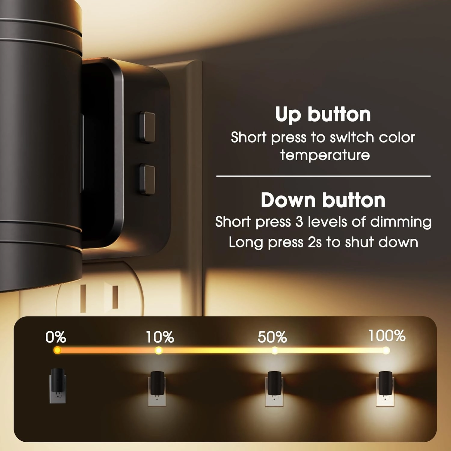 Briignite Night Light, Dusk to Dawn Sensor, Dimmable Night Lights Plug into Wall for Hallway, Bedroom, Bathroom, Stairway, 4 Pack
