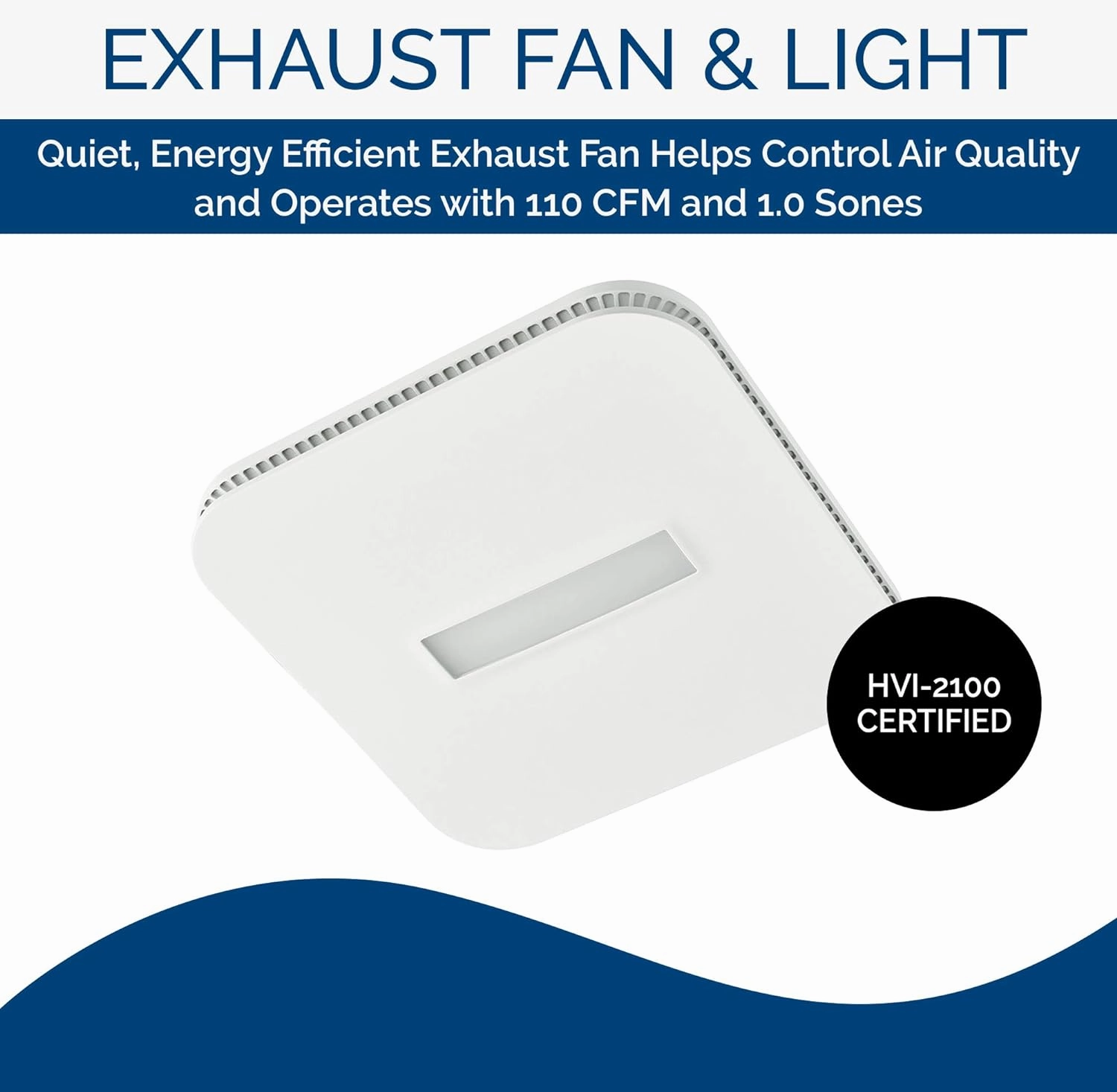 Broan-NuTone AE110LK Ventilation Fan with LED CleanCover and Roomside Installation, ENERGY STAR Certified, 110 CFM, 1.0 Sones, White