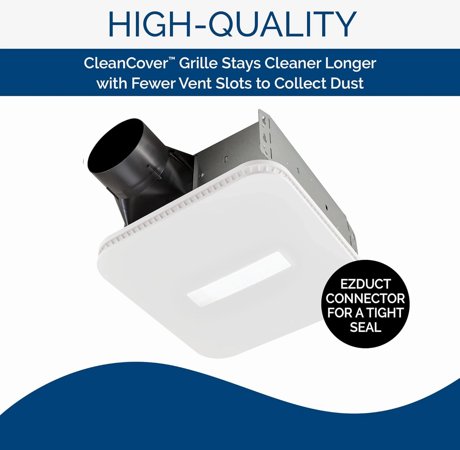 Broan-NuTone AE110LK Ventilation Fan with LED CleanCover and Roomside Installation, ENERGY STAR Certified, 110 CFM, 1.0 Sones, White