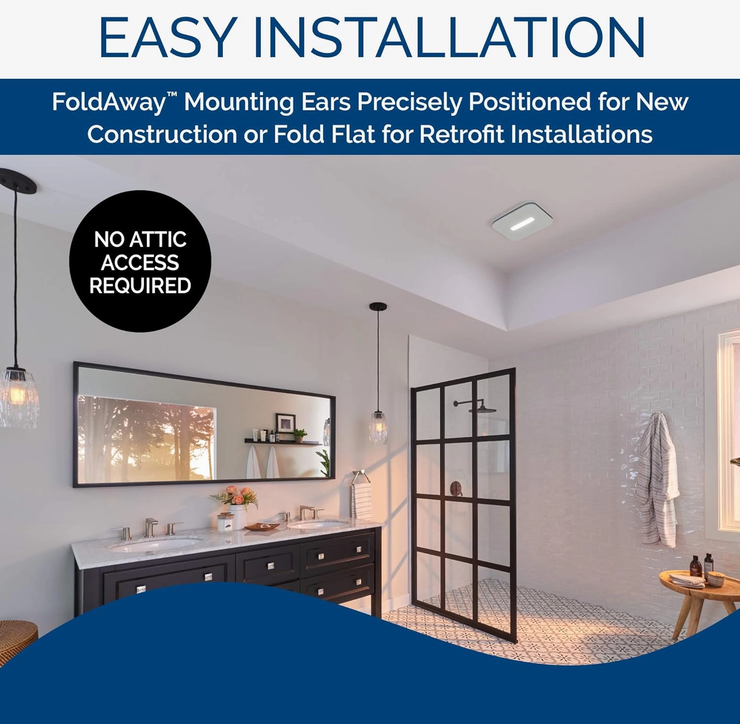 Broan-NuTone AE80LK Ventilation with LED CleanCover and Roomside Installation, ENERGY STAR Certified, 80 CFM, 0.7 Sones, White