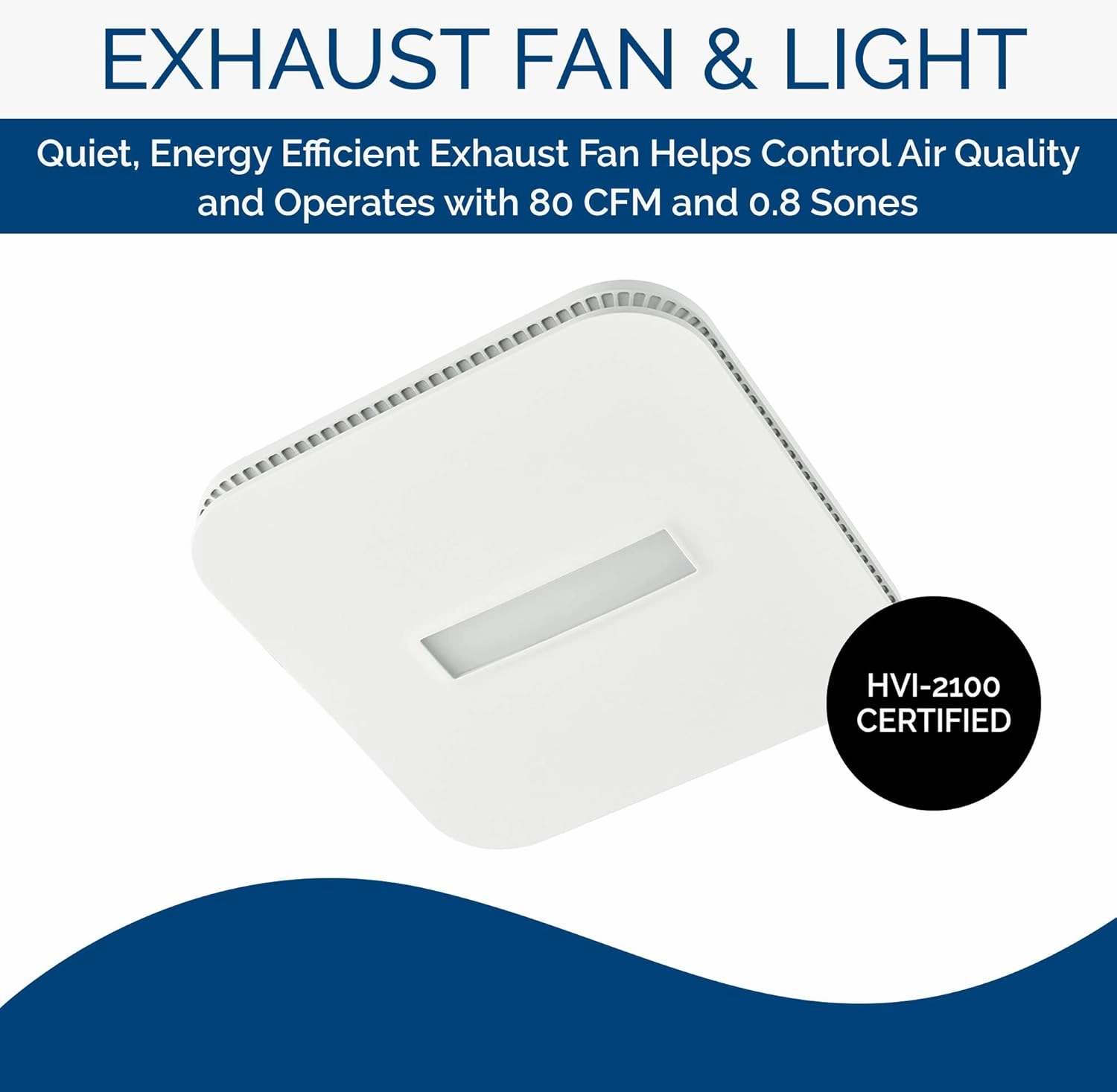 Broan-NuTone AE80LK Ventilation with LED CleanCover and Roomside Installation, ENERGY STAR Certified, 80 CFM, 0.7 Sones, White