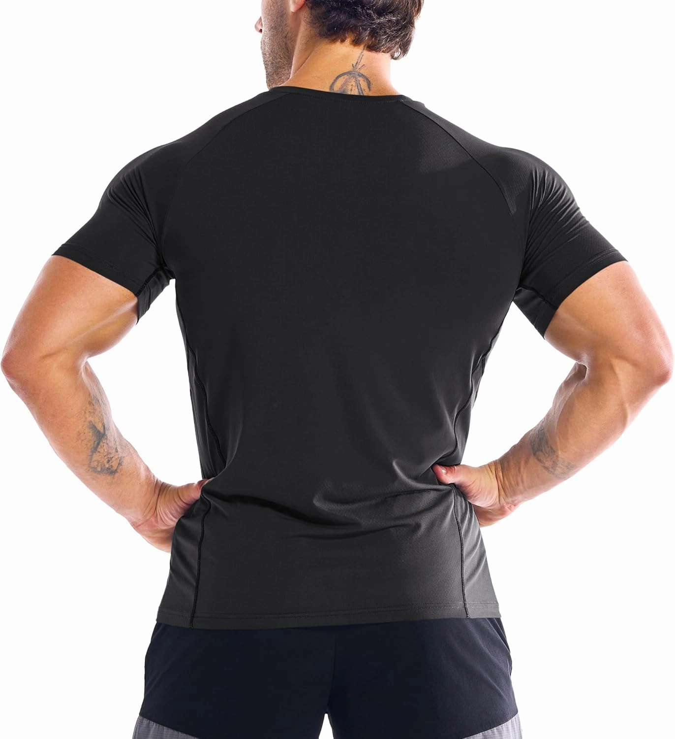 BROKIG Men's DiamondGrid Workout Gym Shirt-Breathable Short Sleeve Muscle Tee,Quick Dry Crewneck Top for Bodybuilding