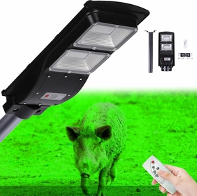 BSOD Hog Light, Solar Green Lights for Hunting Deer Hog Pig Activated Feeder Accessories Night Reaction Motion Lamp Eq300W