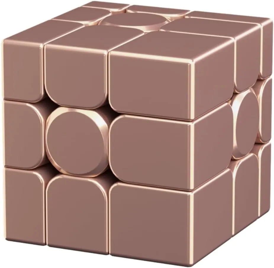 Bukefuno Moyu Mirror Cube V2 Ball-Core Magnetic UV 3x3 Rose Gold Magic Cube Puzzle 3x3x3 MFJS Mirror V2 Irregular Stickerless Magnets Speed Magic Cube(Gold Ball-Core UV Coated Version)