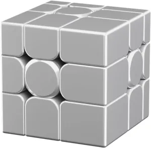 Bukefuno Moyu Mirror Cube V2 Ball-Core Magnetic UV 3x3 Space Silver Magic Cube Puzzle 3x3x3 MFJS Mirror V2 Irregular Stickerless Magnets Speed Magic Cube(Ball-Core UV Coated Version)